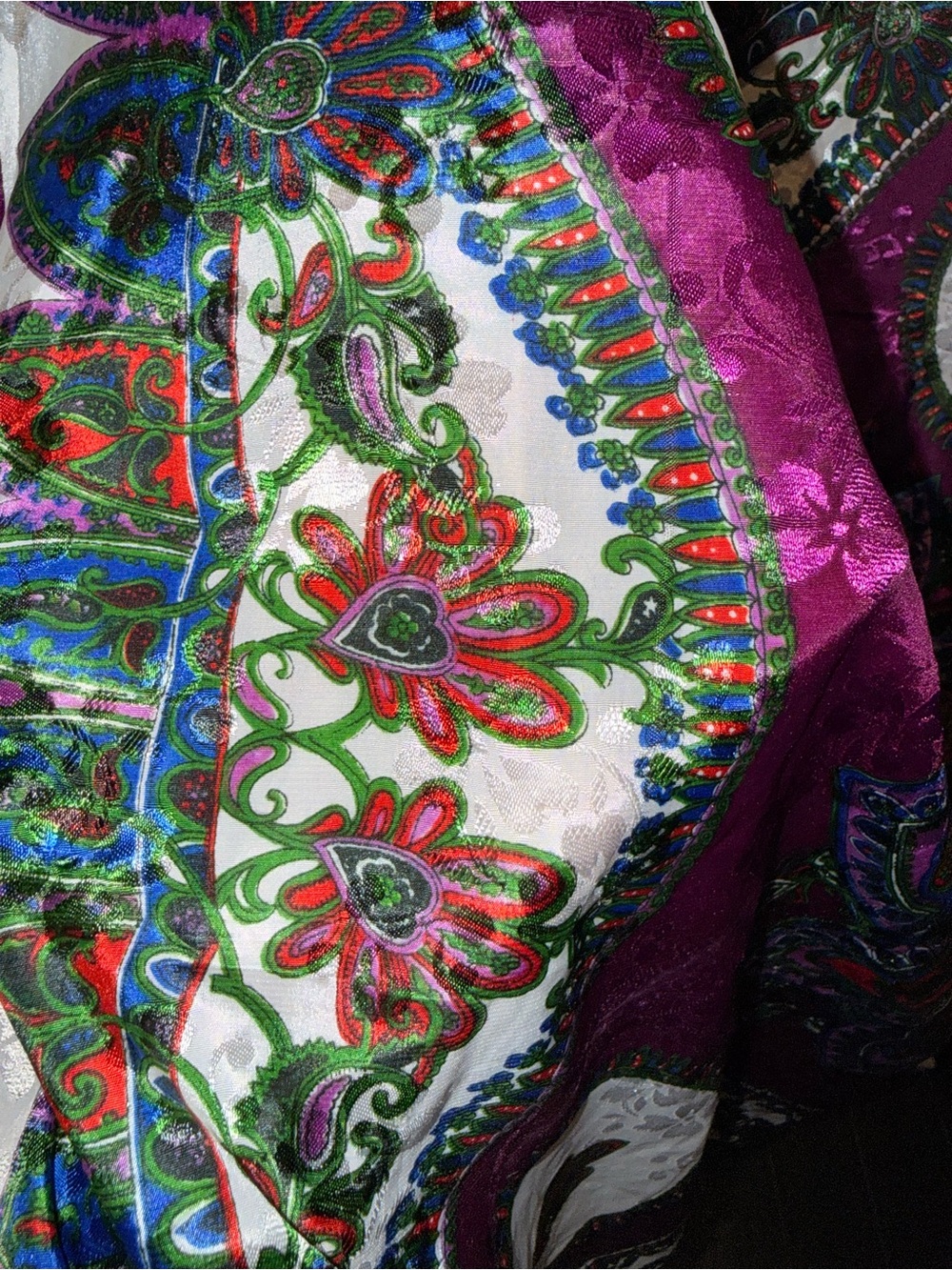 Purple Paisley Print Women's Silk-Look Top - Picture 3 of 4